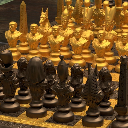 Jogo De Xadrez Temático Egito Antigo Vivos Vs Mortos Grande